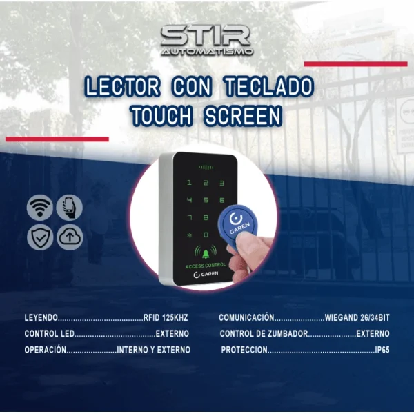 lector rfid con teclado touch
